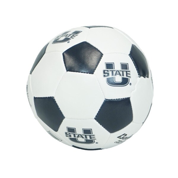 A small soft touch soccer ball with the U-State logo.